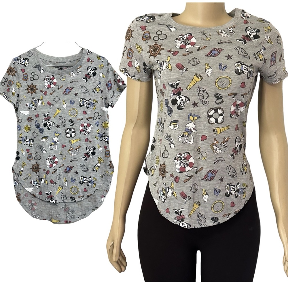 Disney Gray Short Sleeve Tee with Mickey Mouse Print